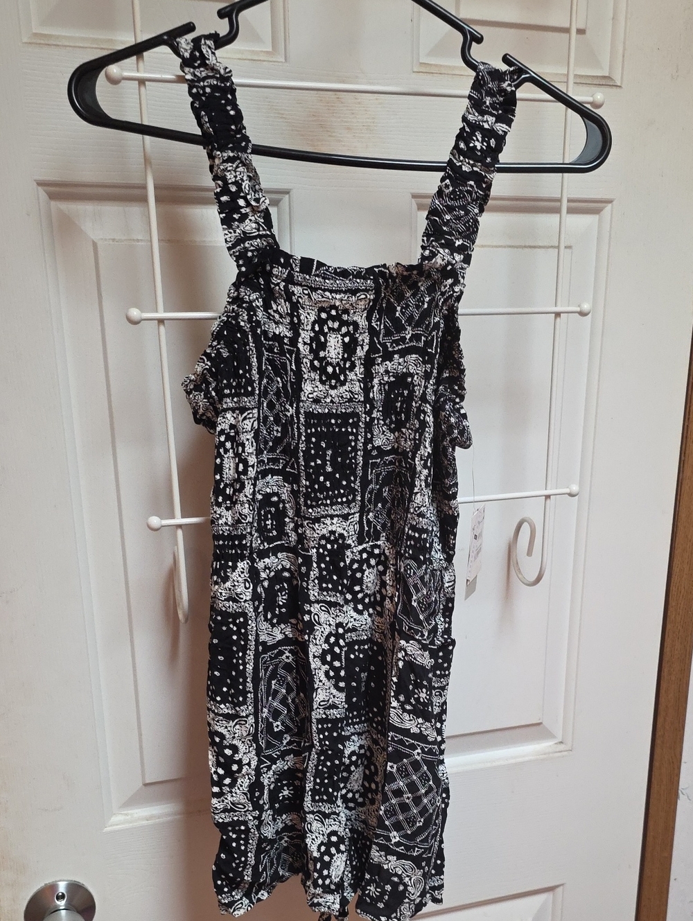 bp Black & White Printed Shorts Romper NWT